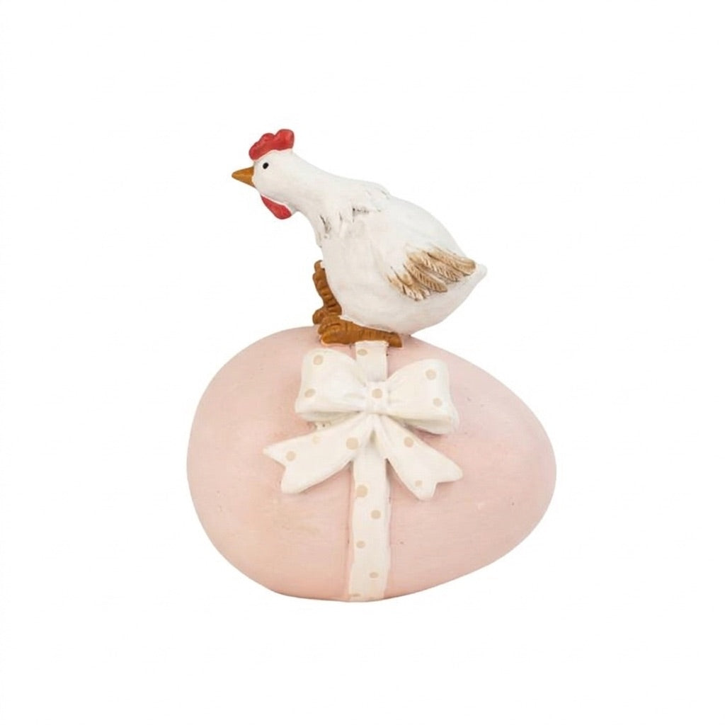 Easter egg with bow and chicken