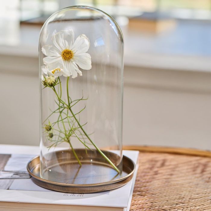 Glasklokke Bornholm 25 cm fra Ib Laursen med blomst i