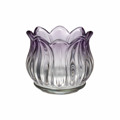 Ib Laursen Tulipanstage i lilla glas til fyrfadslys 