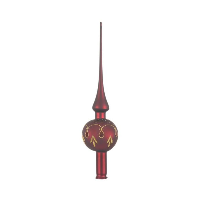 Christmas tree topper in glass matte burgundy