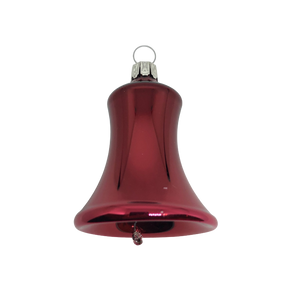 Juleklokke i bordeaux med blank overflade i glas fra  Glasbläserei Thüringer Weihnachten.  