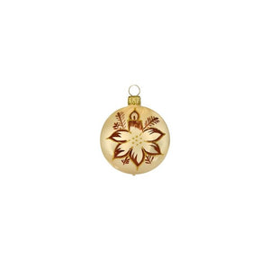 Julekugler Beige med blomst og lys 5-pak 6 cm