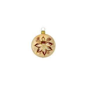 Julekugler Beige med blomst og lys 4-pak 7 cm