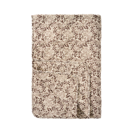 Quilt naturfarvet med løvmønster