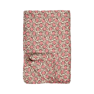 Quiltet vattæppe fra Ib Laursen i naturfarvet bomuld med retroblomster