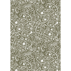 Green wrapping paper from Ib Laursen with detailed white paisley pattern, made from 100% recycled paper