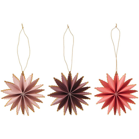 Hanging star ornament in purple, red and pink with gold-colored edges from Ib Laursen