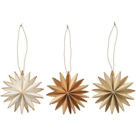 Set of 3 hanging stars in white, gold and beige from Ib Laursen