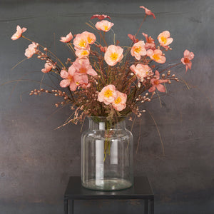 Skibsflaske / vase i klart glas med blomsterbuket i fra Mica Decorations