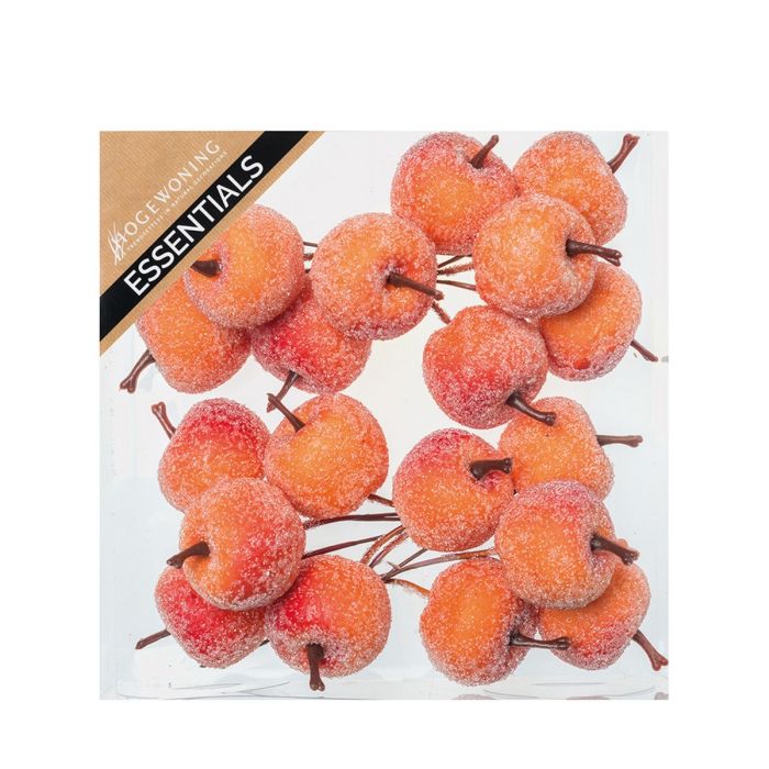 Frosted orange apples on wire