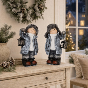Winter children with lanterns