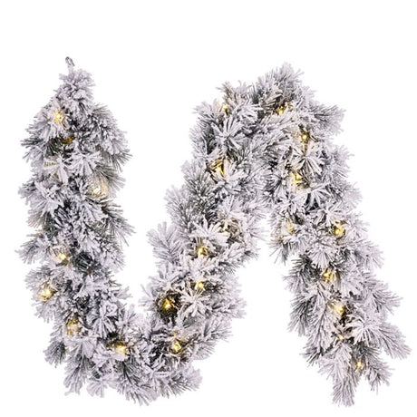 Dinsmore granguirlande med sne og lys 180 cm lang