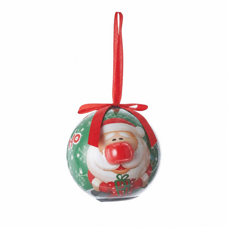 Plastic Christmas baubles with light-up noses