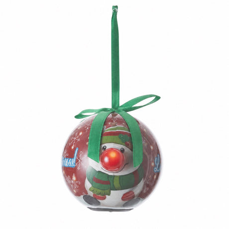 Plastic Christmas baubles with light-up noses