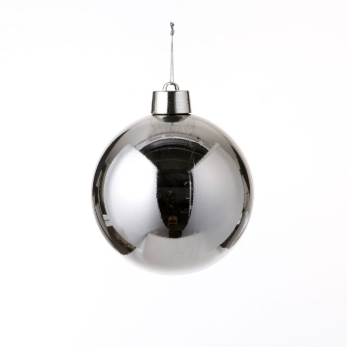 Stor julekugle sølvfarvet diameter 20 cm