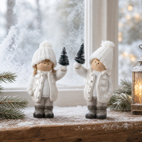 Winter children with Christmas tree