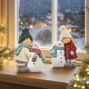 Winter children with snowmen