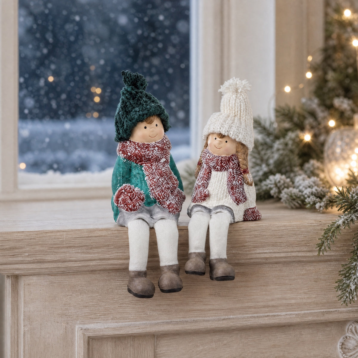 Winter children with hanging legs