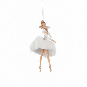 Ballerina with white ostrich feather dress