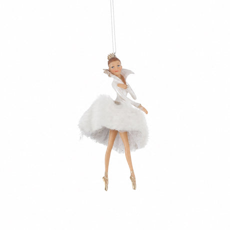 Ballerina with white ostrich feather dress