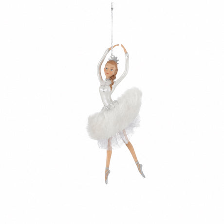 Ballerina with white ostrich feather dress
