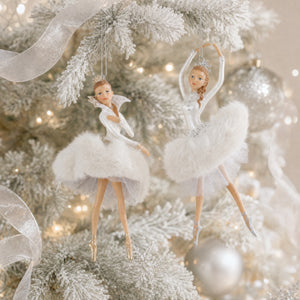 Ballerina with white ostrich feather dress