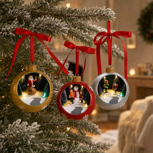 Christmas balls with winter landscape