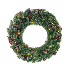 Creston wreath led battery operated green 30L TIPS 142 - d60cm