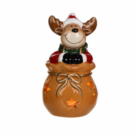 Lighted Christmas figure in sack