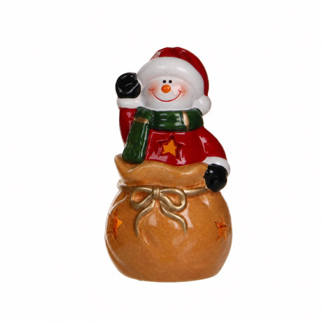 Lighted Christmas figure in sack