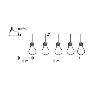 Party lyskæde med 10 pærer i varm hvid