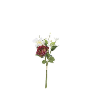 Buket med bordeaux rose kunstig