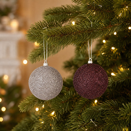 Burgundy or silver Christmas ball