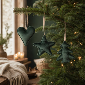Green velour Christmas hanging ornament