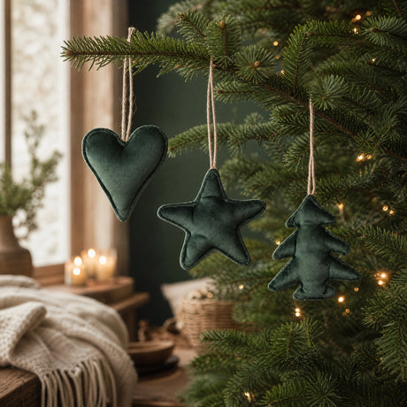 Green velour Christmas hanging ornament