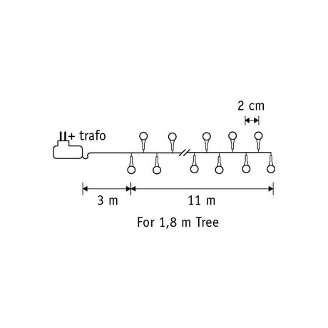 Lyskæde med 550 hvide bærlygter