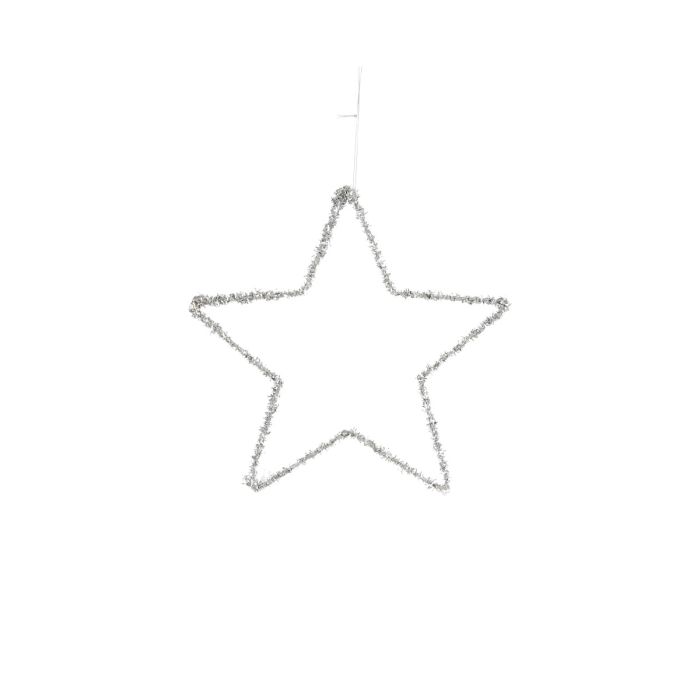 Sølvfarvet stjerne til ophæng 25 cm i dia