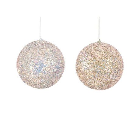 Glitterkugler i flamingo 15 cm i dia 