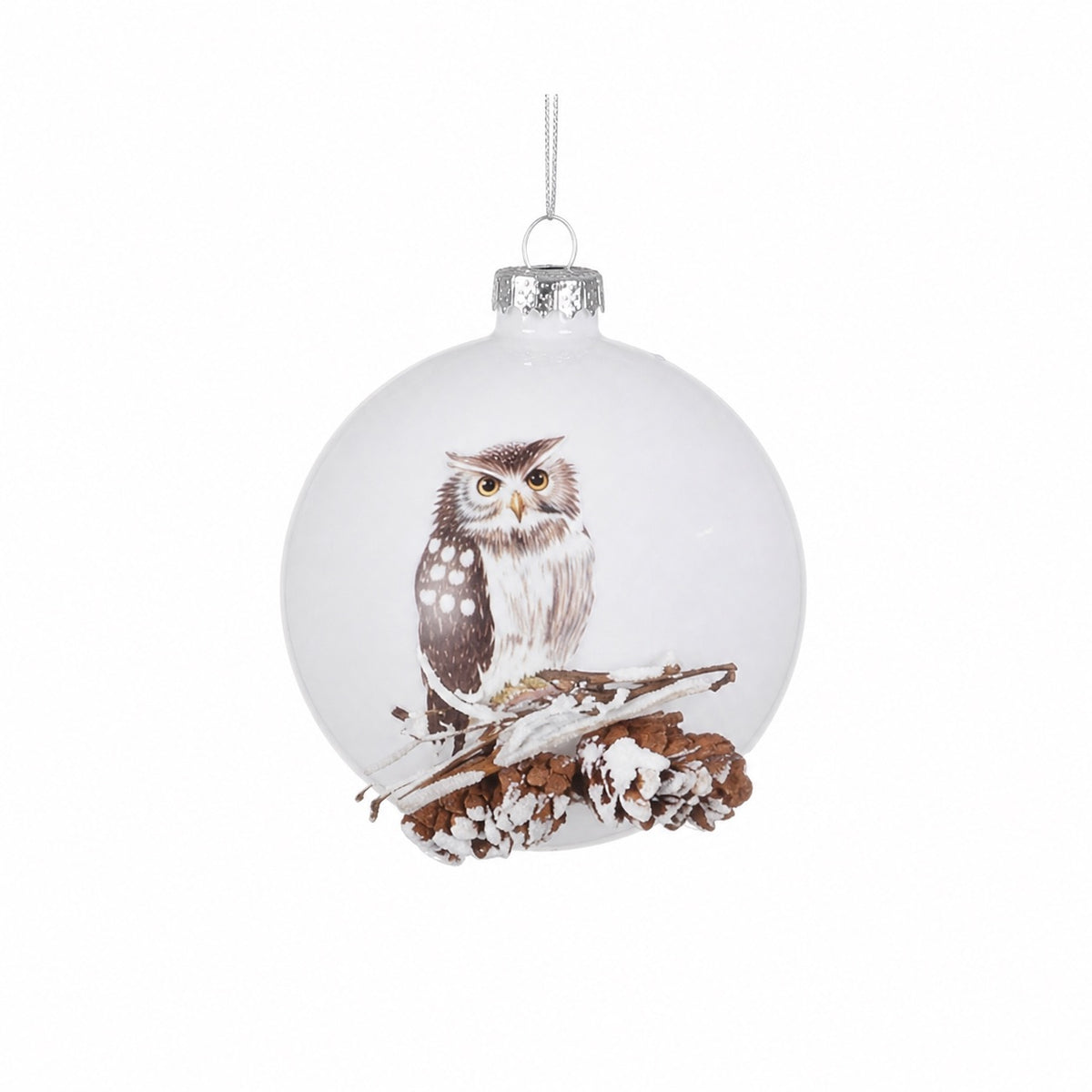 Christmas balls with owl and cones