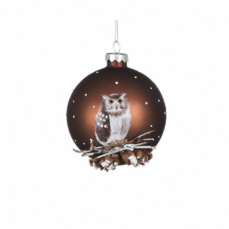 Christmas balls with owl and cones
