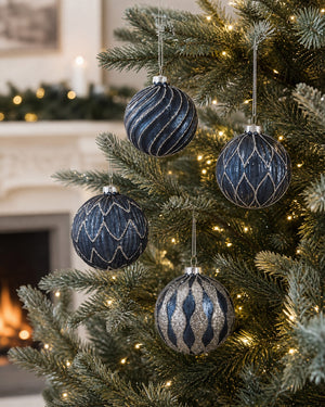 Black Christmas ball with pattern