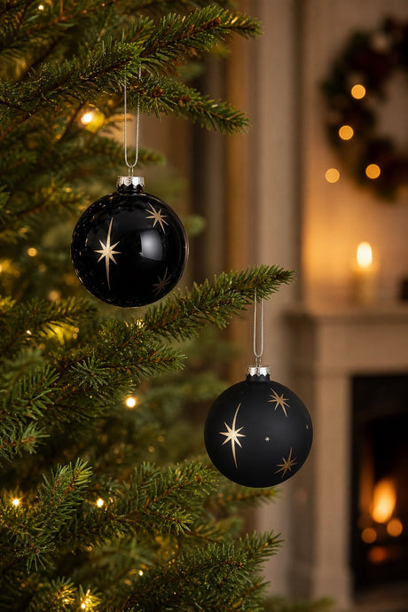 Black Christmas ball with stars