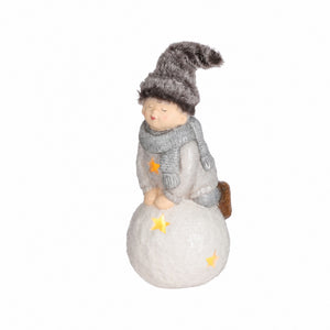 Winter children on lighted snowball