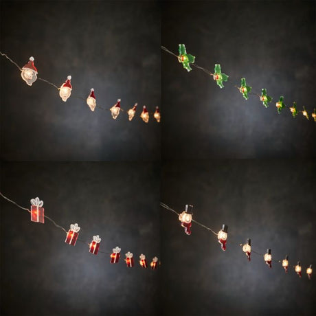 Lyskæde med julede figurer