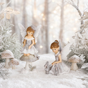 Winter fairy with mushroom or bunnies