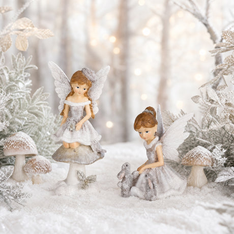 Winter fairy with mushroom or bunnies