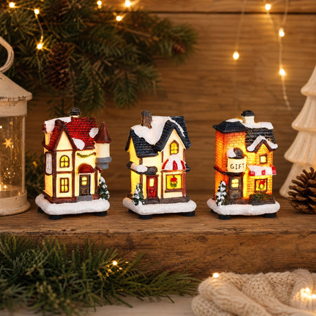 Small lighted Christmas house