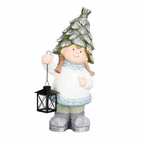 Winter children with cone hats and lanterns
