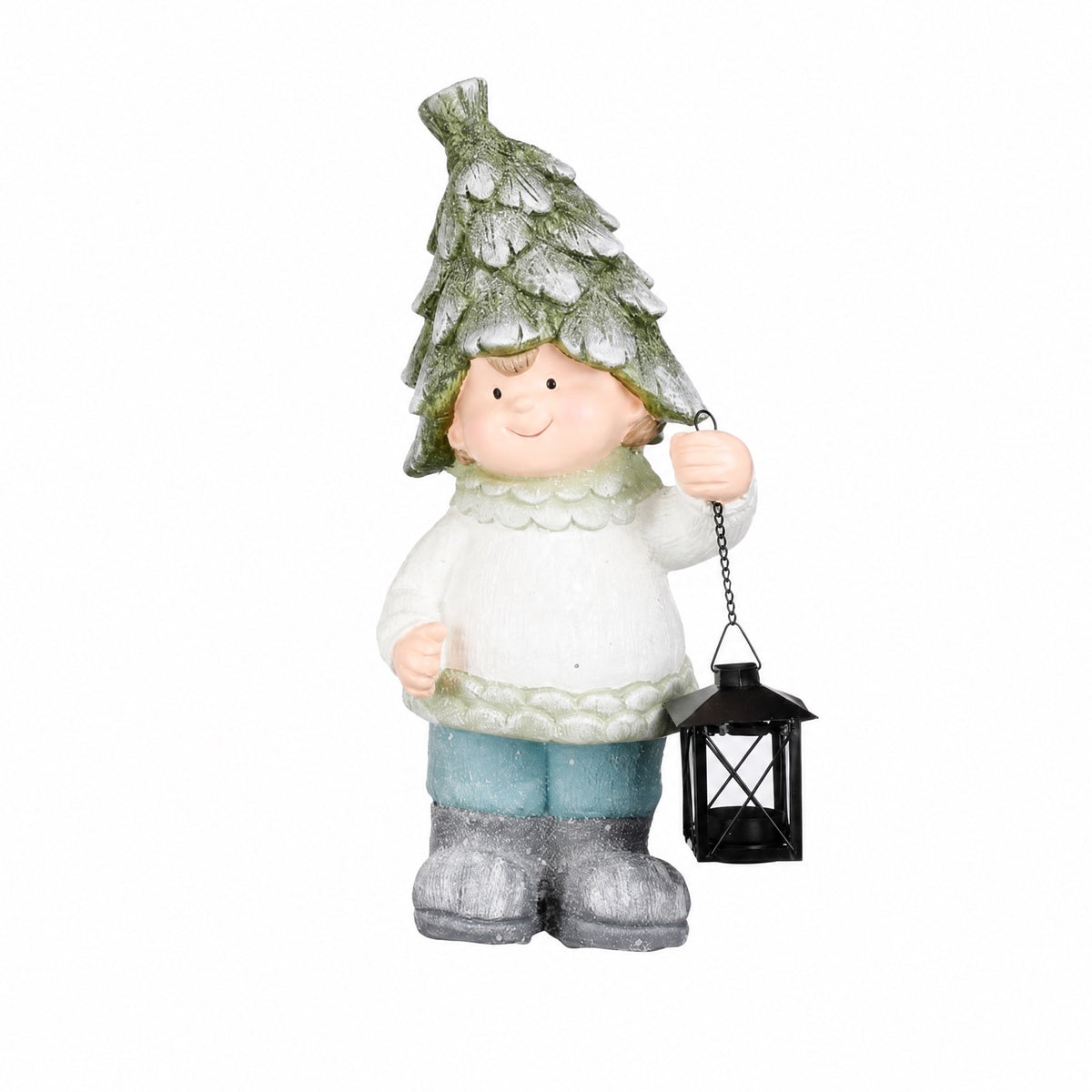 Winter children with cone hats and lanterns