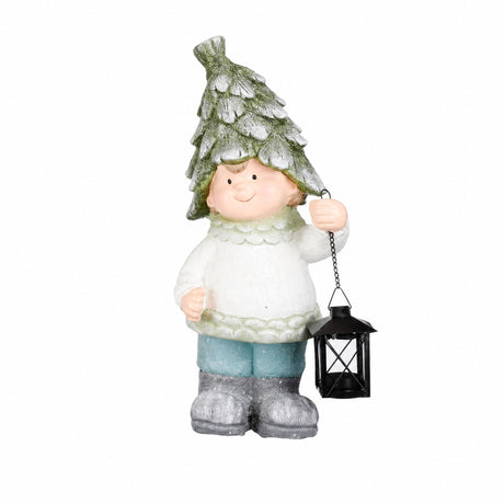 Winter children with cone hats and lanterns